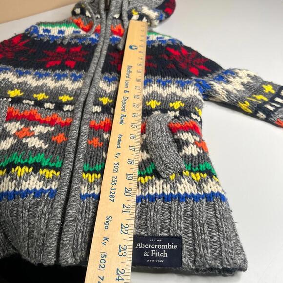 Abercrombie & Fitch Women’s Wool Blend Fair Isle Hoodie Sweater Jacket S Zip Up - Picture 5 of 11